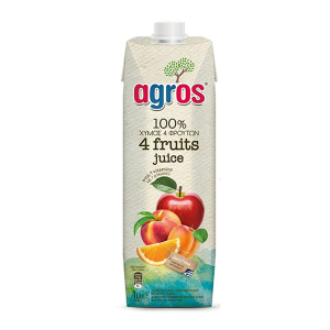 AGROS ΦΥΣΙΚΟΣ ΧΥΜΟΣ 4 ΦΡΟΥΤΑ 1LT